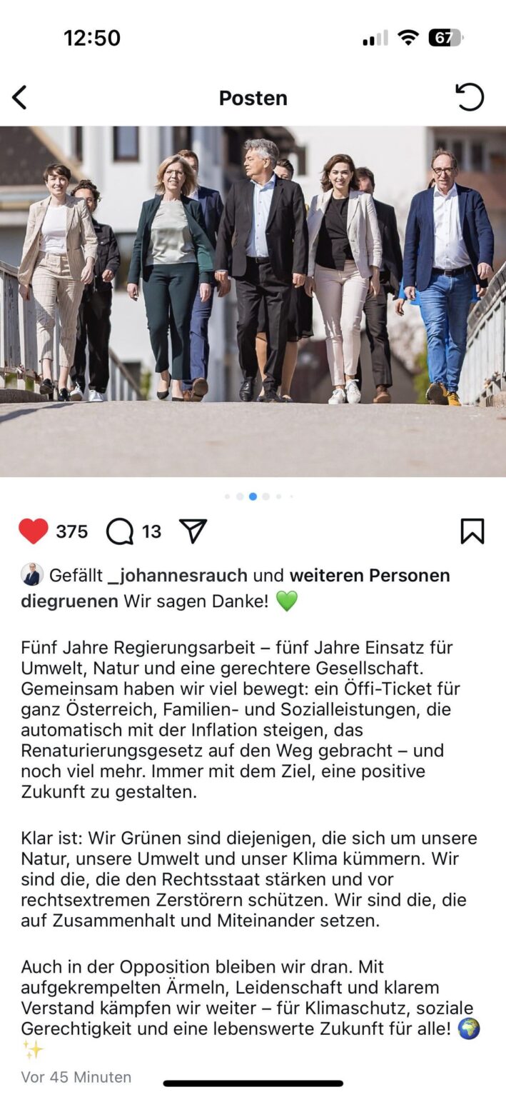 Nach 5 Jahren in politischer Verantwortung verabschieden sich die Grünen aus der österreichischen Bundesregierung und wechseln zurück in die Opposition.