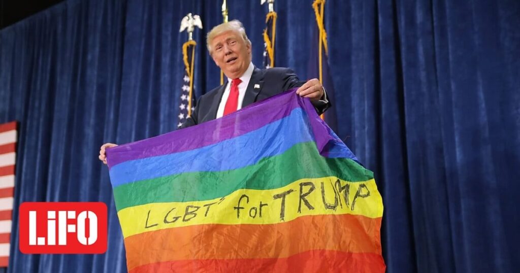 Donald Trump: Verwenden Sie Anti-Laatki+ Nazi-Pink-Dreieck auf Wahrheit sozial