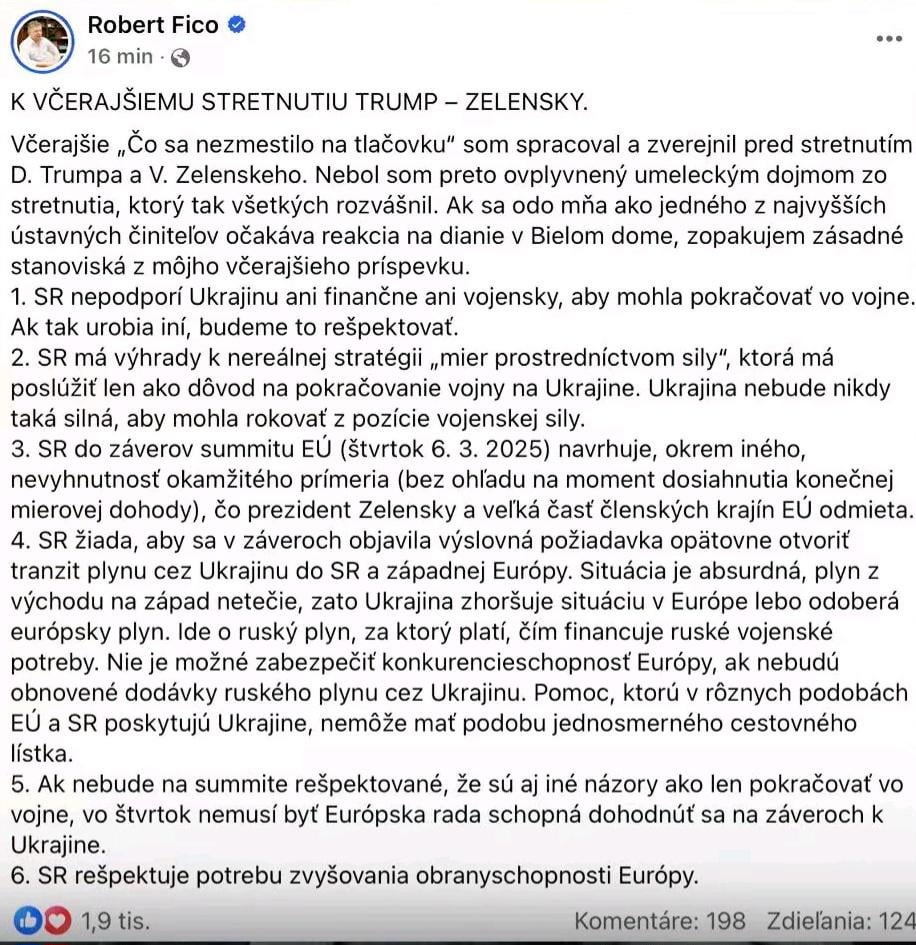 Was sagt Fico zu einem Treffen in den USA?