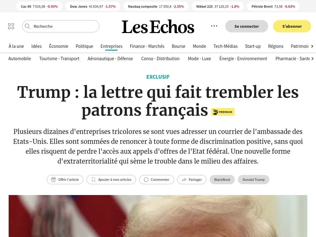 Trump: Der Brief, der französische Muster zittern | Les Echos (ganzer Artikel)