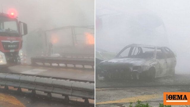 Tragödie mit zwei Toten in Egnatia - LKW mit IX kollidiert, auf Polymylos -Maut gefallen und in Flammen eingewickelt