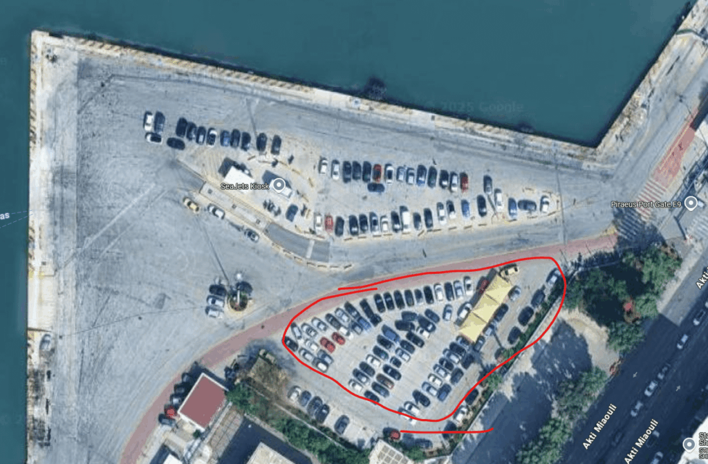 Informationen zum Parken an Orten im Hafen von Piräus