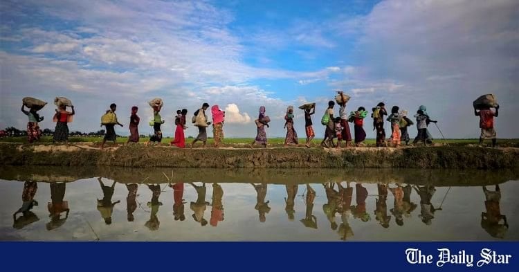 Rohingyas verfolgt von Arakan Armee und floh nach Bangladesch