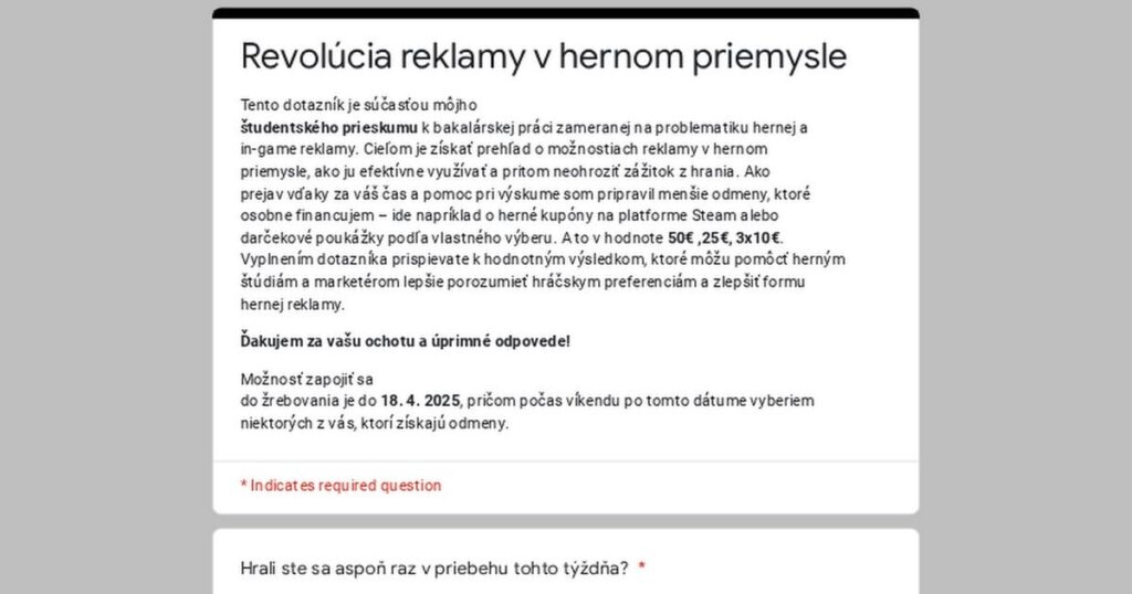 [Hráči PC, mobil, Konzoly– aspoň raz týždenne][10m]  Werbung und Werbung in Spielen. Verlosung mit Preispool 105 € 🎮💸
