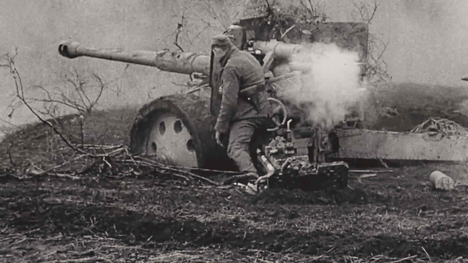 8,8 cm Pak 43/41 "Scheunentor" Panzerabwehrpistole gegen die sowjetische Rüstung an der Ostfront um Dezember 1943