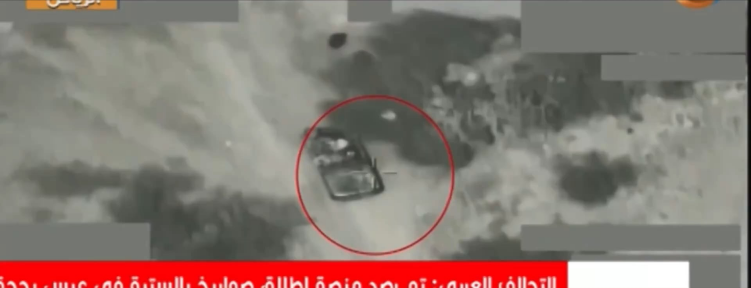 Saudi Air Force Streiks Houthis liefern Fahrzeug im Jemen-Saada