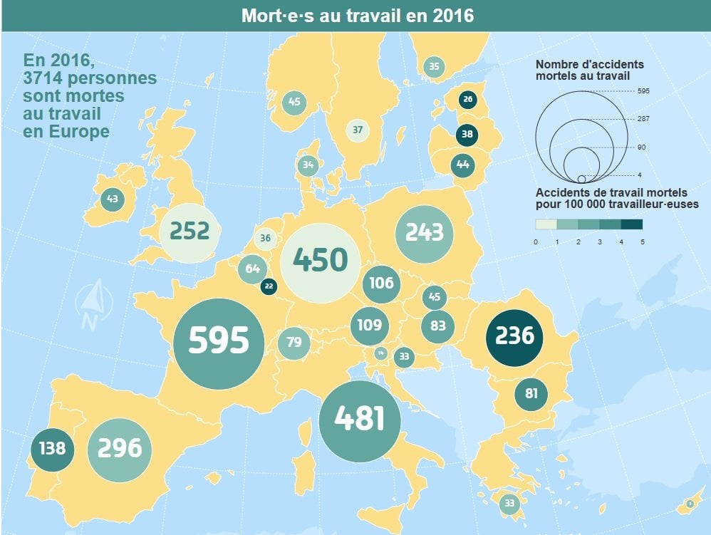 Tot bei der Arbeit in Europa: Die Karte, die die traurige Aufzeichnung Frankreichs enthüllt
