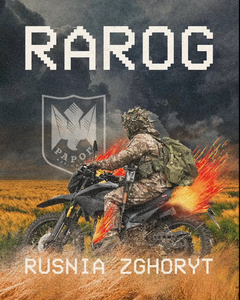 Ukraine's Unmanned Systems Forces (SBS) 427. Regiment "Rarog" -Team verfolgte und abschaltete die russische Motorradinfanterie mit FPV -Drohnen ab. 2. April 2025