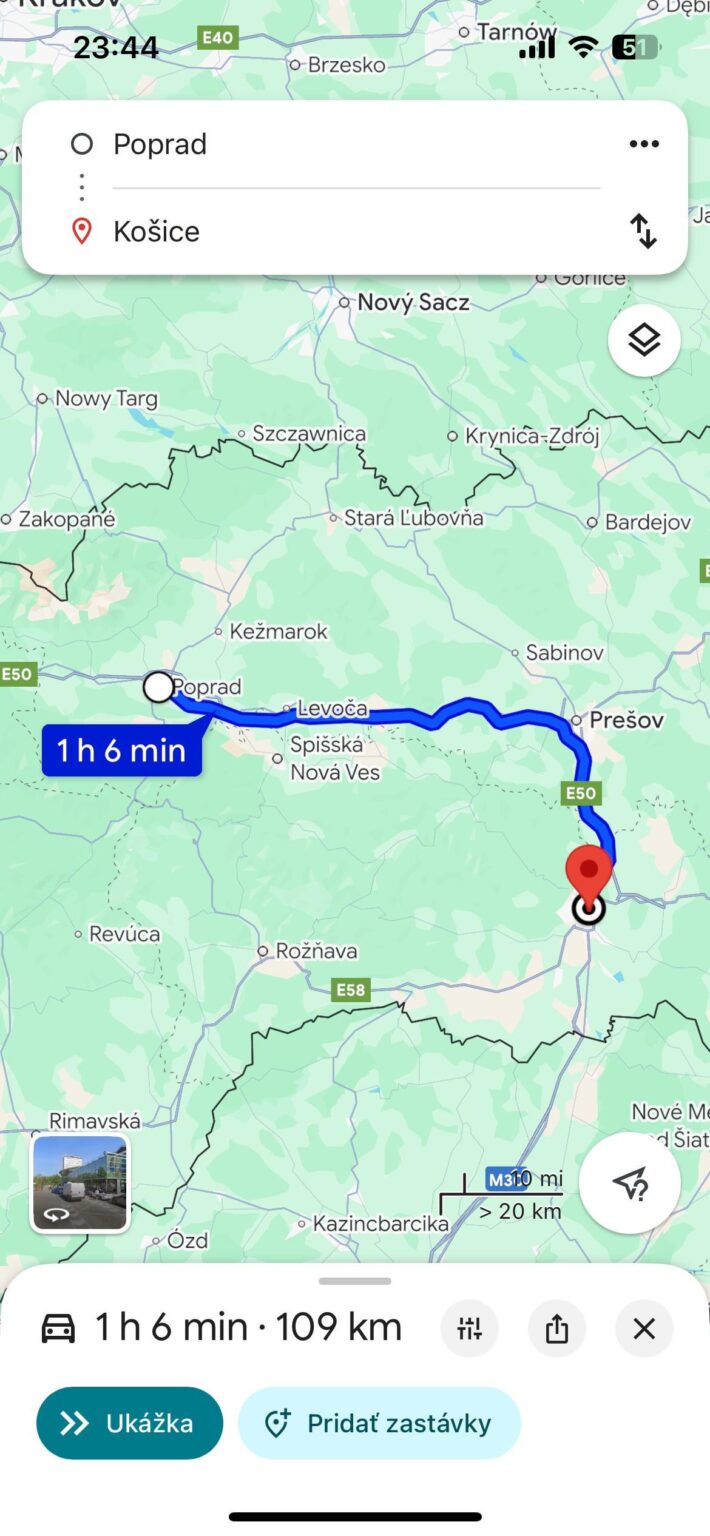 Reise Poprad – Košice und Google Maps Reise Poprad - Košice und Google Maps