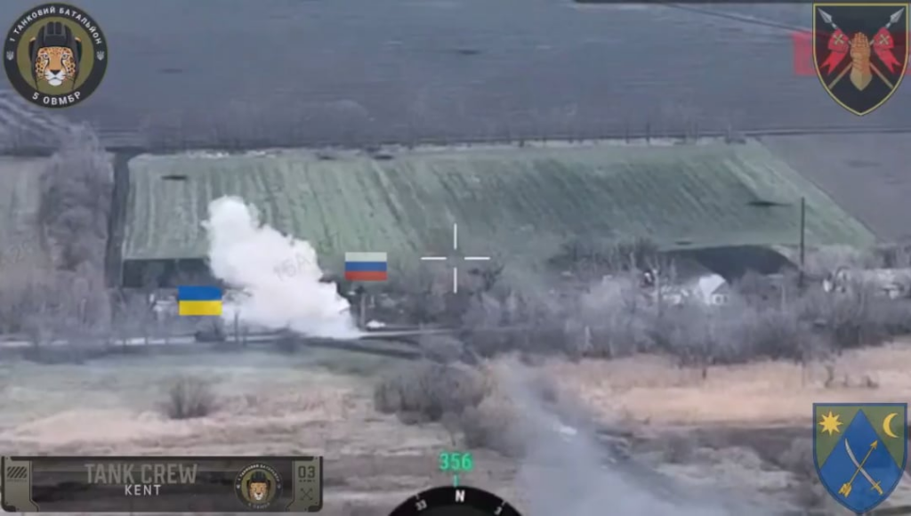 Nahkampf: Ukrainischer Leopardenpanzer zerstörte die russische Infanterie -Position. Donezk Region, 5. separate Panzerbrigade. April 2025