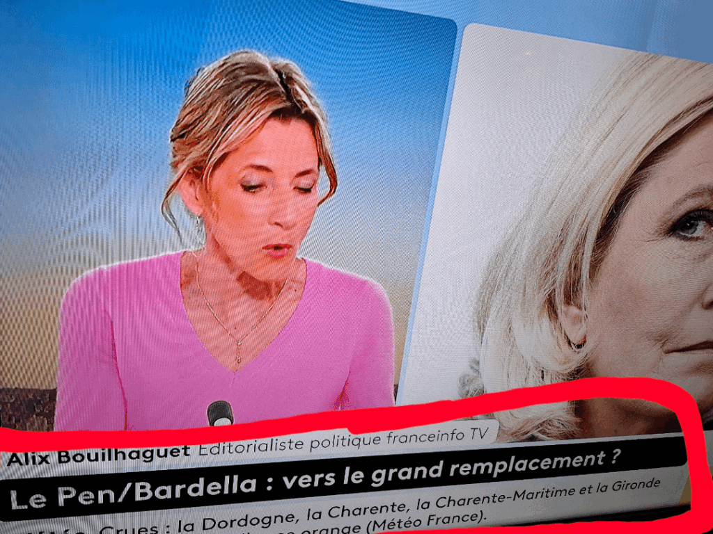 Frankreich Info macht den Geist am frühen Morgen und ich spucke meinen Kaffee aus