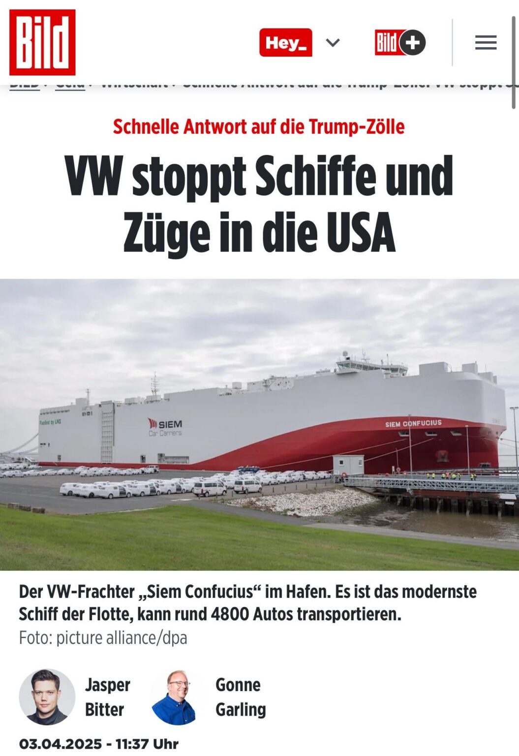 Volkswagen Group stoppt alle Schiffe !!