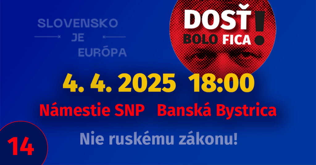 Nicht das russische Gesetz in der Regierung von Banská Bystrica schickt uns auf den Platz. Er möchte die bürgerlichen Freiheiten einschränken und staatliche Listen aktiver Personen erstellen. Dieses Gesetz betrifft uns alle, weil es ein direkter Angriff auf die Zivilgesellschaft ist.