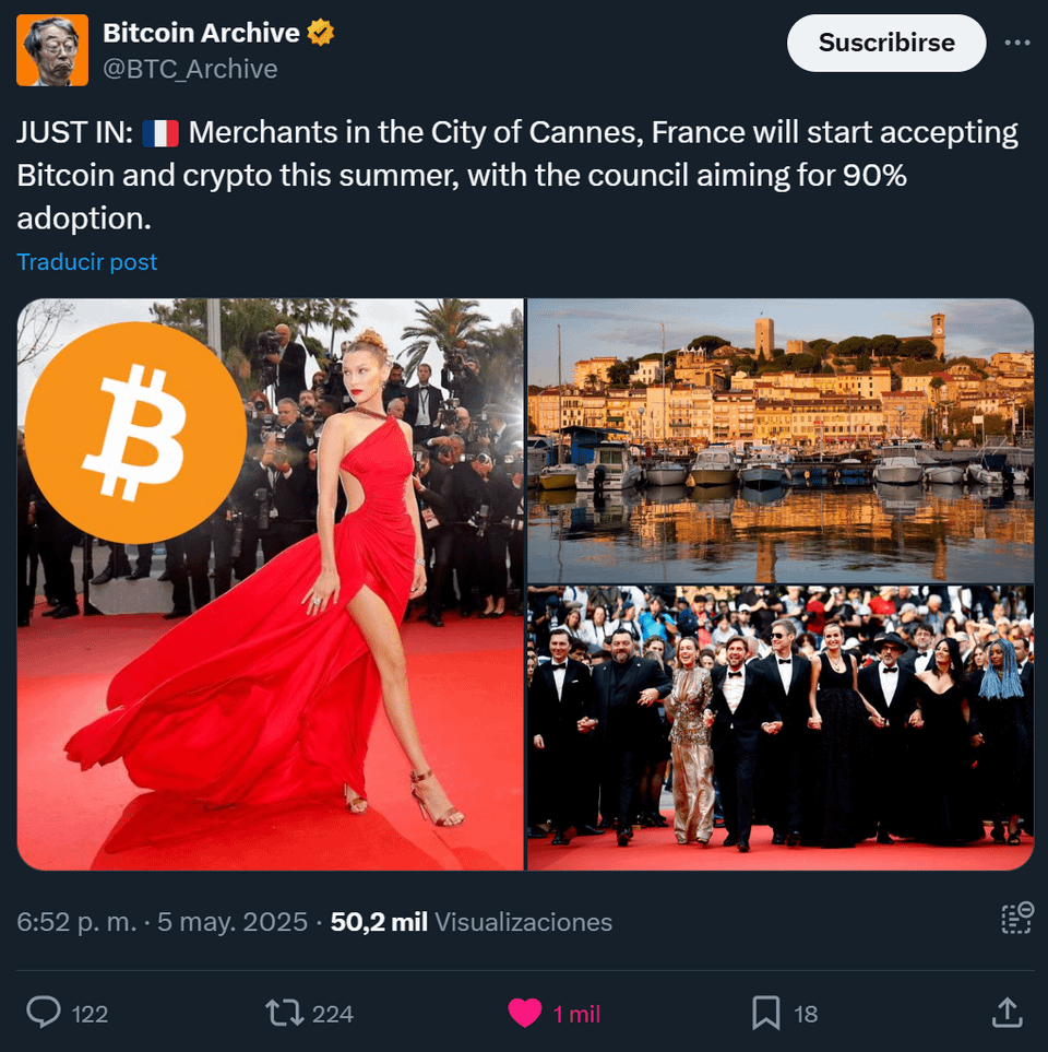 Cannes geht Krypto: 90% der Händler, um Bitcoin & More bis zum Sommer zu akzeptieren, sagt der Stadtrat