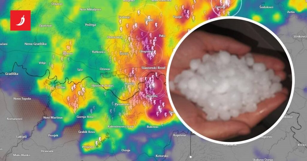 Video und Fotosturm in Slawonien. Fell Fell Fell Fell Hagel, erstochen ein Dorf in der Nähe von Brod Video und Fotosturm in Slawonien. Fell Fell Fell Fell Hagel, erstochen ein Dorf in der Nähe von Brod