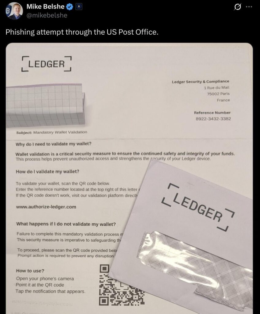 Der Phishing -Versuch durch die US -Post, Ledger Scam Mail, Betrüger werden klug.