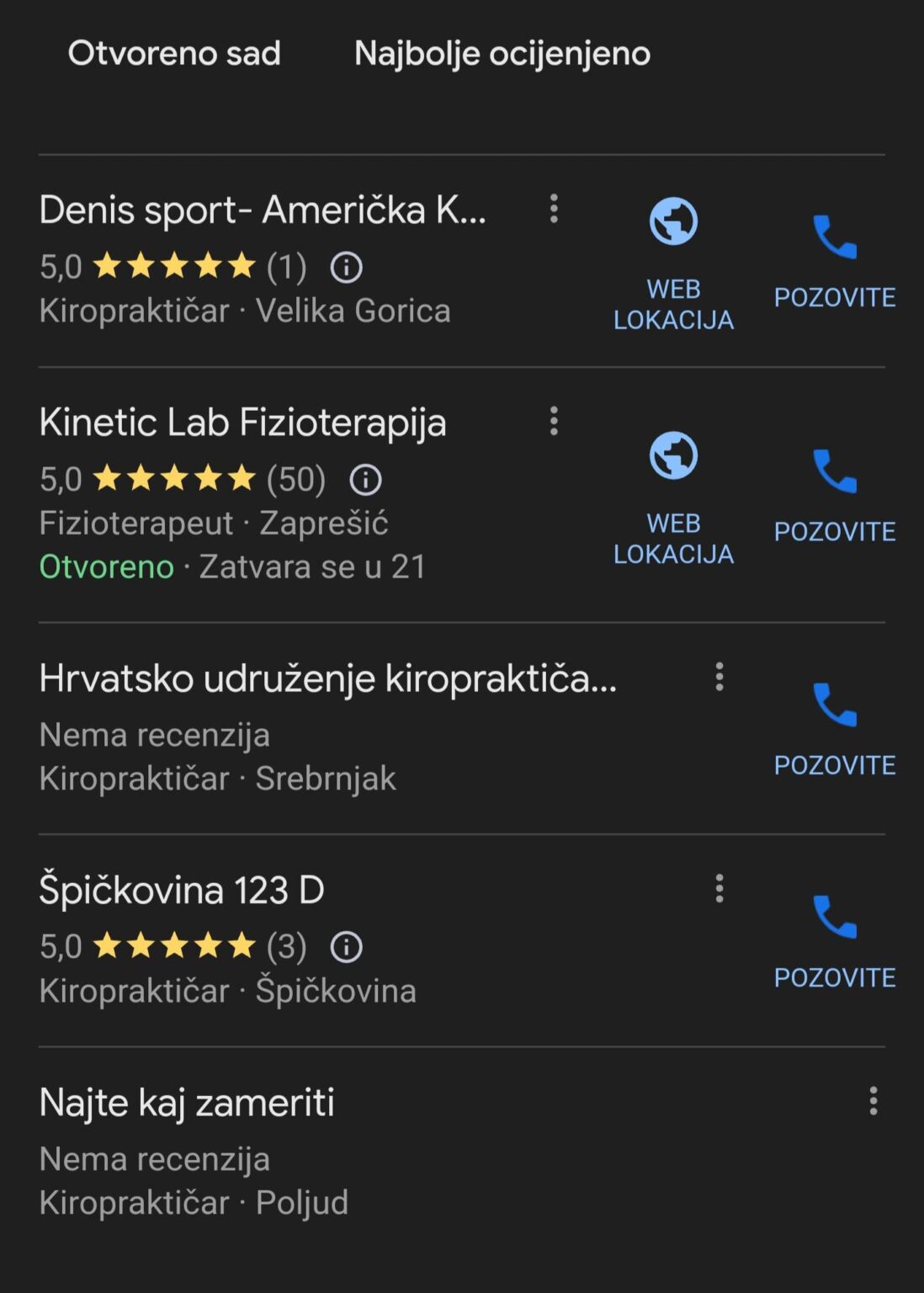 Suchen Sie nach Chiropraktikern in Zagreb und der Umgebung ...