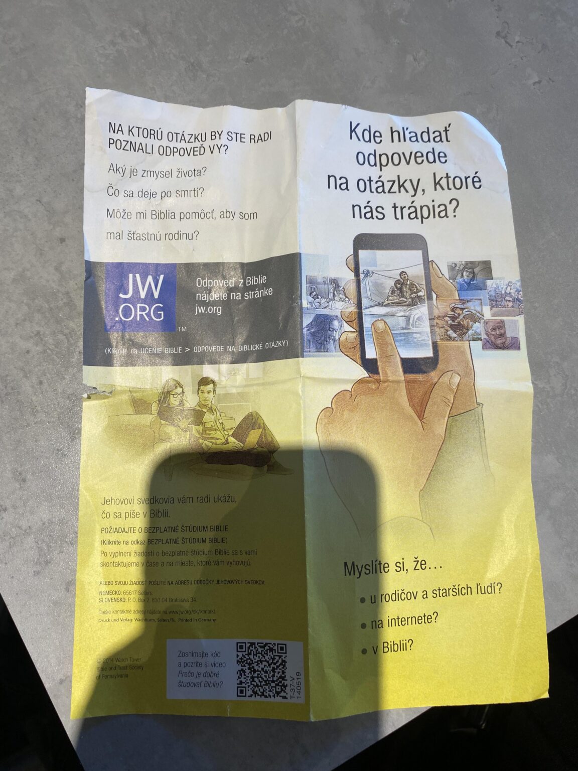 Warum haben sie mir heute zum dritten Mal dieses religiöse Flugblatt gegeben?