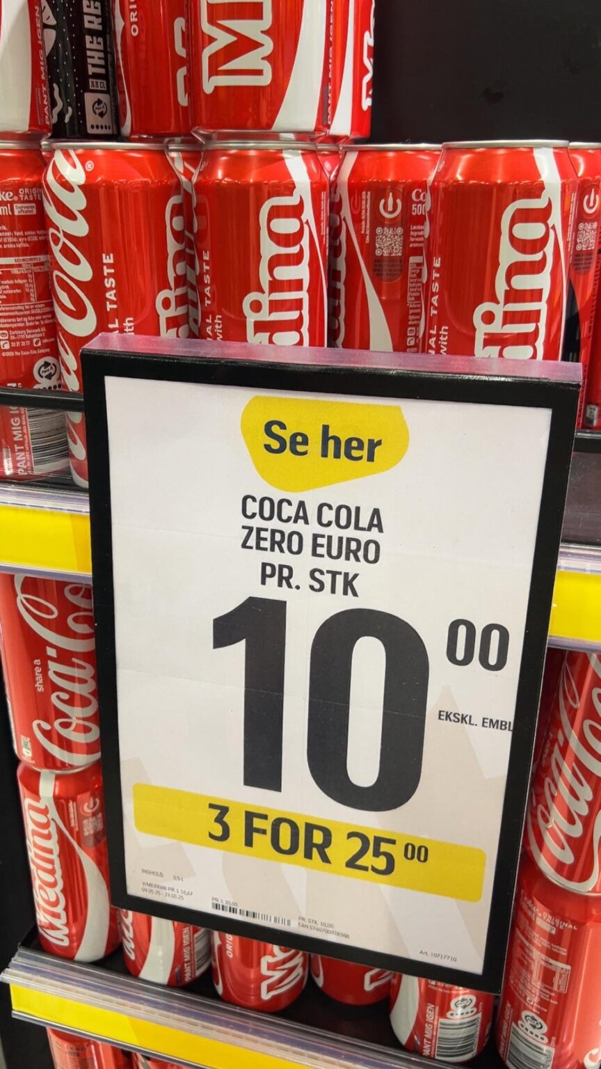Føtex mit einem frechen Versuch, ihre amerikanische Coca Cola zu verkaufen
