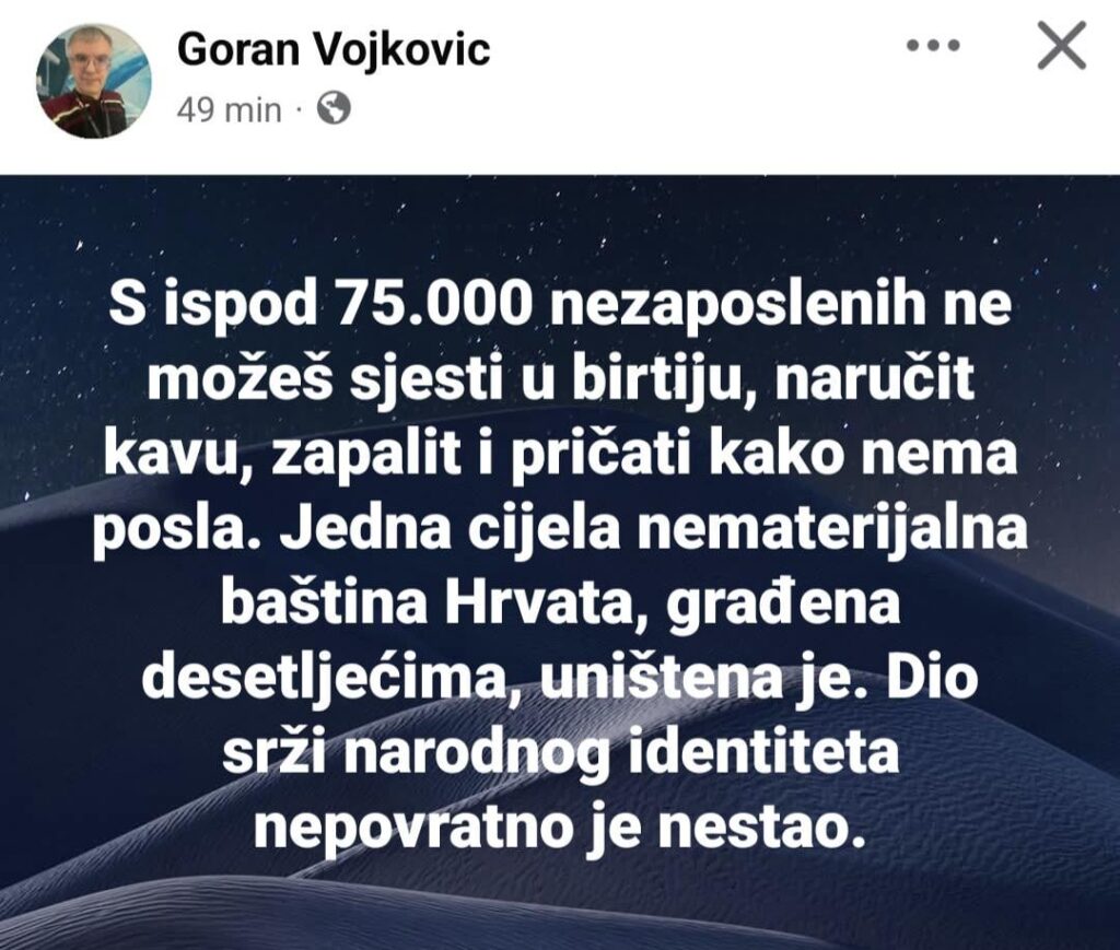 Goran Vojkovic (Index) über den Verlust des immateriellen Erbes der Kroaten