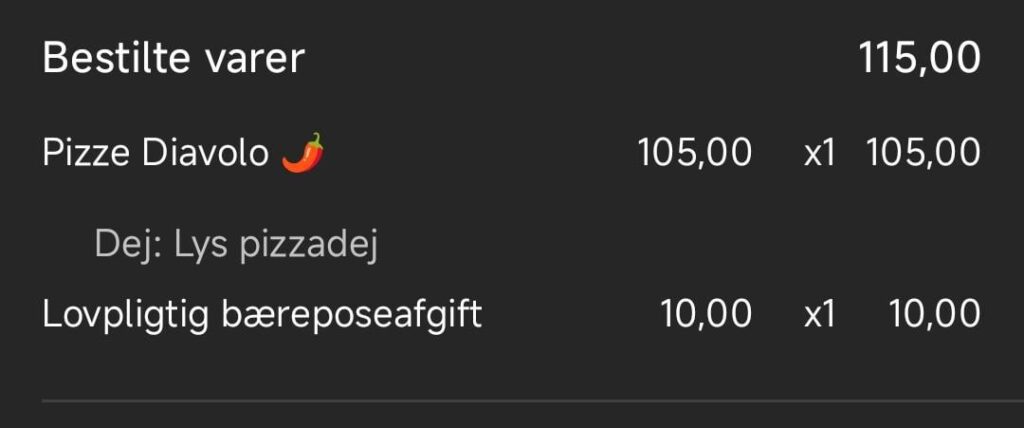 WOLT 10 kR -Trägerbeutelgebühren? WOLT 10 kR -Trägerbeutelgebühren?