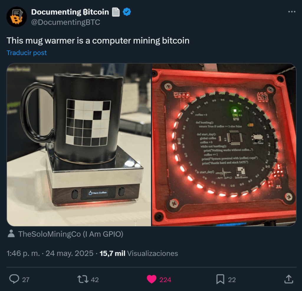 Dieser Becherwärmer ist Bitcoin (BTC) und Kaffee erwärmt