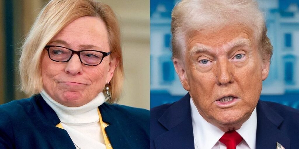 Maine Gouverneur Janet Mills schlägt Donald Trump und lässt Schulmahlzeiten wiederherstellen, während sie Trans -Kinder verteidigen. Sie sagte, sie würde ihn vor Gericht sehen. Sie tat es. Sie gewann. Maine Gouverneur Janet Mills schlägt Donald Trump und lässt Schulmahlzeiten wiederherstellen, während sie Trans -Kinder verteidigen. Sie sagte, sie würde ihn vor Gericht sehen. Sie tat es. Sie gewann.
