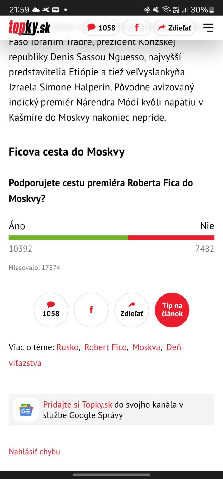 Die Menschen unterstützen Ficos Reise nach Moskau ...