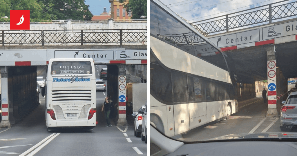 Der Fotobus blieb unter der berühmtesten Unterführung in Zagreb steckt
