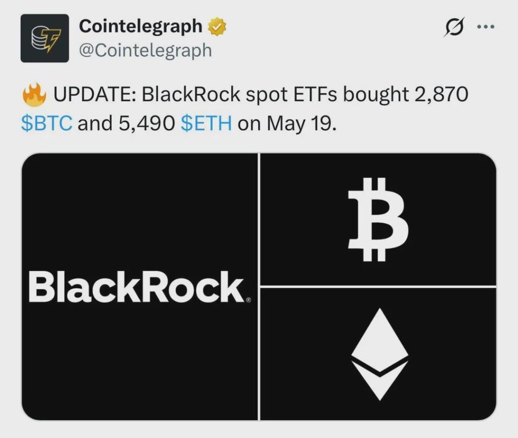 BlackRock Spot ETFs kauften 5.490 ETH und 2.870 BTC