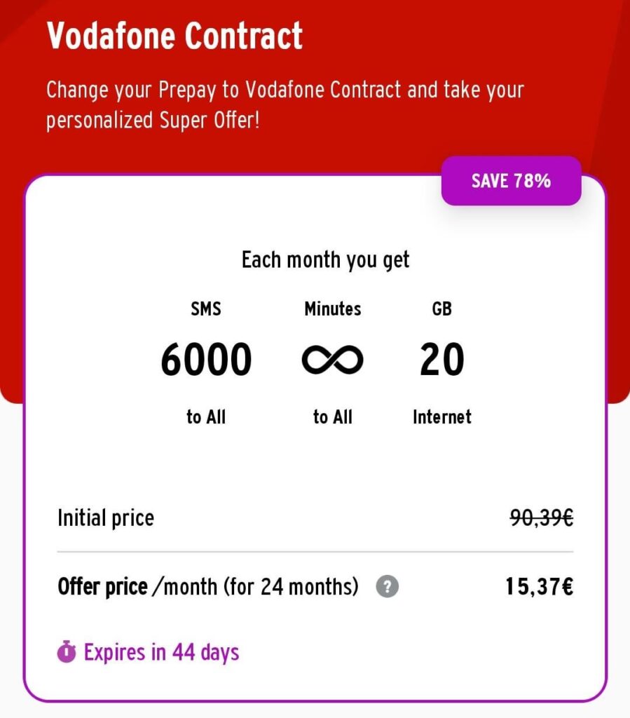 Vodafone behauptet, dass es Personen gibt, die 90 € pro Monat für dieses Paket bezahlen
