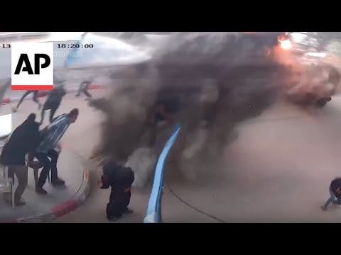 CCTV -Video zeigt den Moment, in dem ein israelischer Streik Gaza trifft