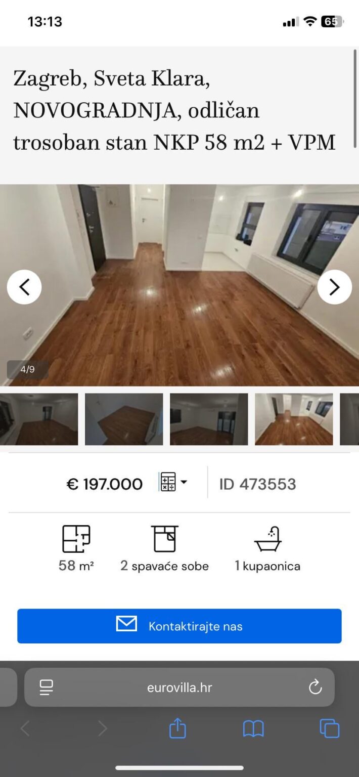 Jeis sind normal mit diesen Apartmentpreisen? Zagreb Sveta Klara 3400 €/m2 😂