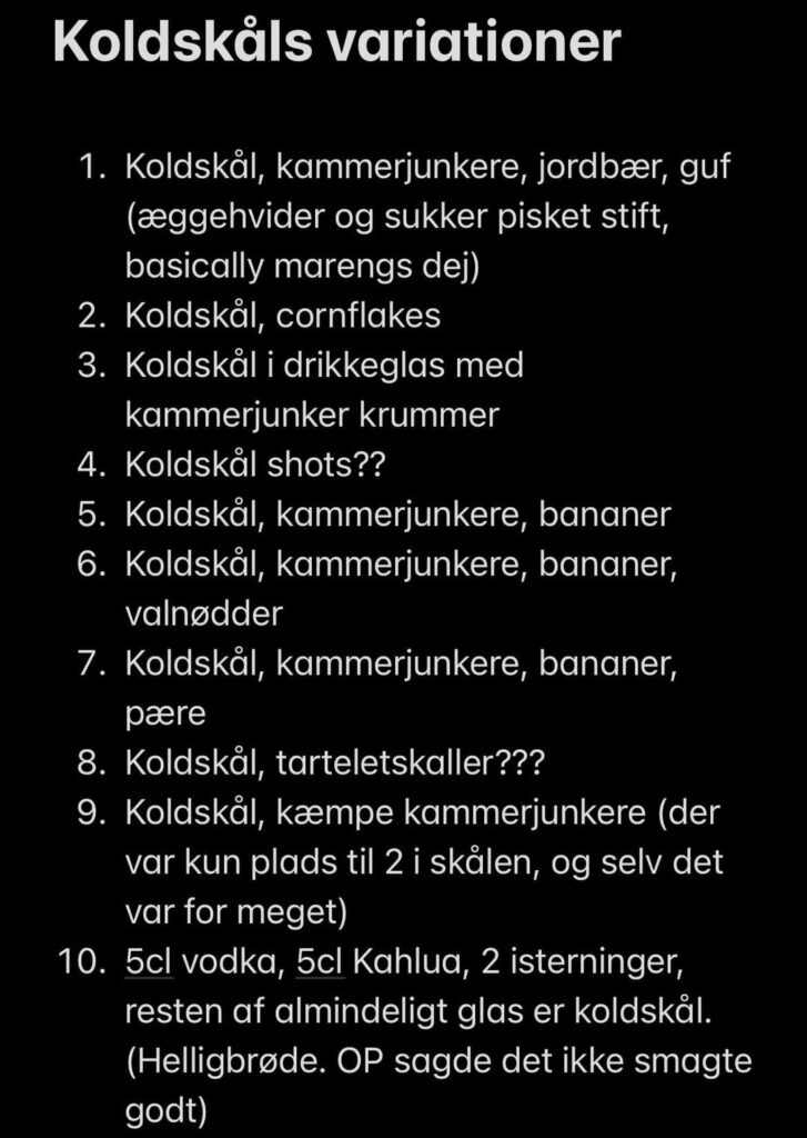 Liste der Variationen von Cold Bowl - die guten, die schlechten, die erträglichen.