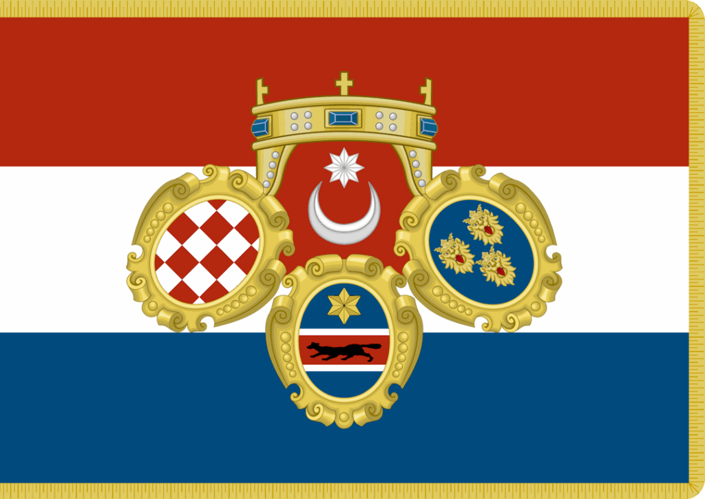 Seit er kürzlich den Posten mit dem illyrischen Waffenmantel gekleidet hat, hier ist meine Einstellung zur "renovierten" Version der Standards von Ban Jelacic (gebrauchte Zvonimirs Krone)