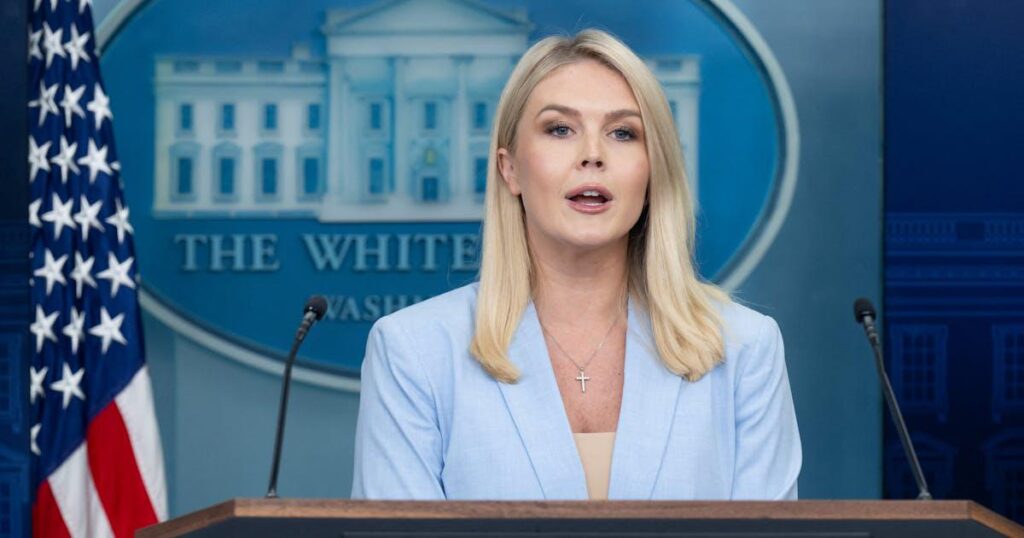 Karoline Leavitt schnappt sich, als er nach Trump gefragt wurde, der von der Präsidentschaft profitiert. Donald Trump benutzt verschiedene Pläne, um seine Taschen im Weißen Haus auszuschließen. Karoline Leavitt schnappt sich, als er nach Trump gefragt wurde, der von der Präsidentschaft profitiert. Donald Trump benutzt verschiedene Pläne, um seine Taschen im Weißen Haus auszuschließen.