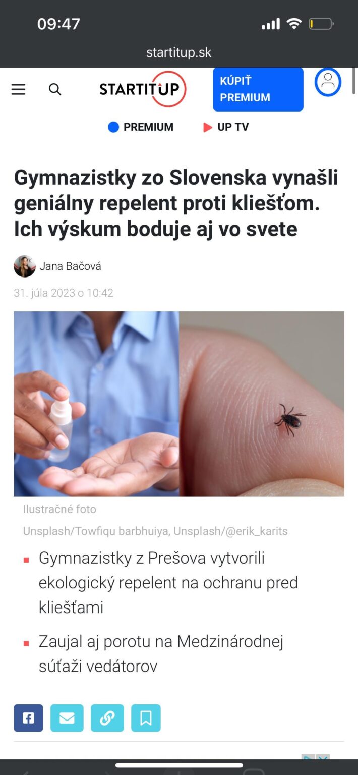 Repellent für Zecken von slowakischen Studenten Repellent für Zecken von slowakischen Studenten