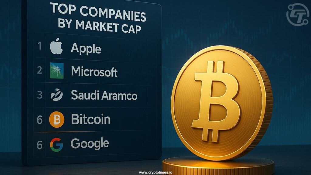 Bitcoin übertrifft Google in der Marktkapitalisierung und belegt weltweit den sechsten Platz