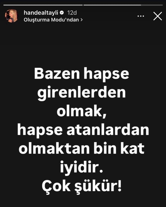 Fatih Altaylıs Frau Hande Altaylı'nın teilt: "Manchmal ist es tausendmal besser als im Gefängnis zu sein, um im Gefängnis zu sein. Gott sei Dank!"