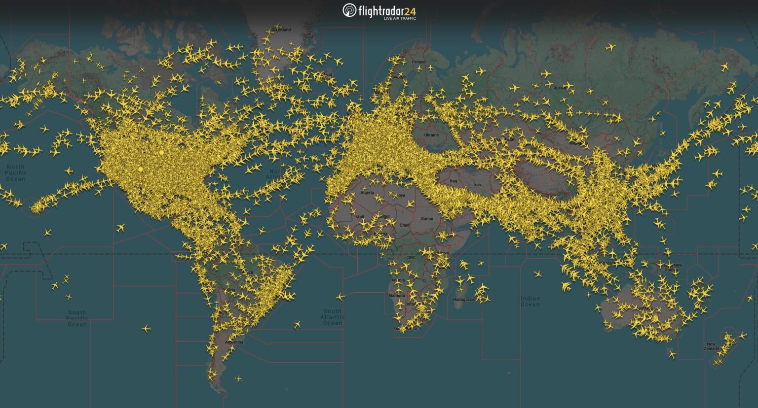 Aktueller Stand des globalen Flugverkehrs - Drei unterschiedliche Lücken beinhalten die Bewegung merklich ein