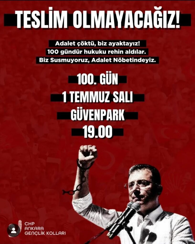 CHP, die Menschen in Ankara fordern erneut, Güvenpark zu widerstehen. Dienstag, 1. Juli, 19:00 Uhr