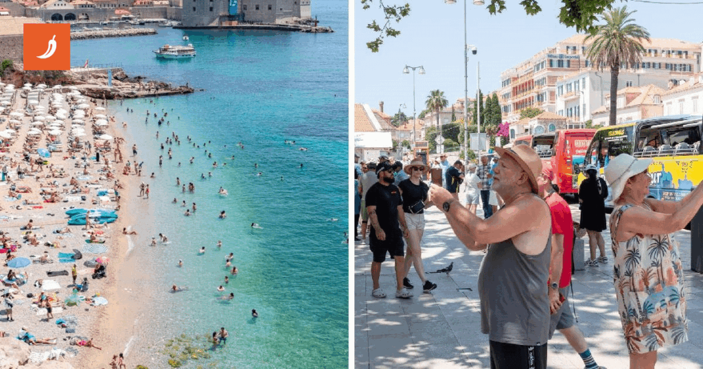 Foto in Dubrovnik packte die Strände, Menschen werden auch auf Promenaden erstellt