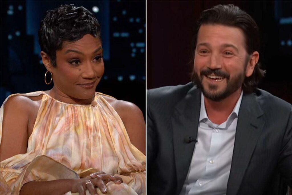 Diego Luna bittet um Hilfe, als Tiffany Haddish während des nächtlichen Interviews Haddish auf ihn trifft: "Bring mich aus diesem heraus!"