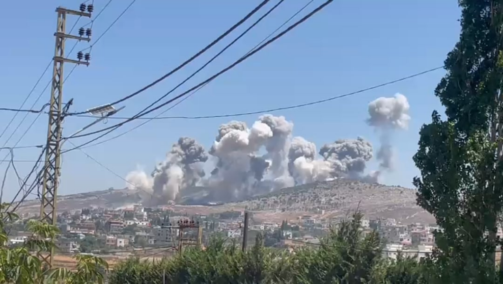 Der Bombenanschlag für israelische Teppiche am 27. Juni 2025 auf dem Südlibanon (Nabateih)