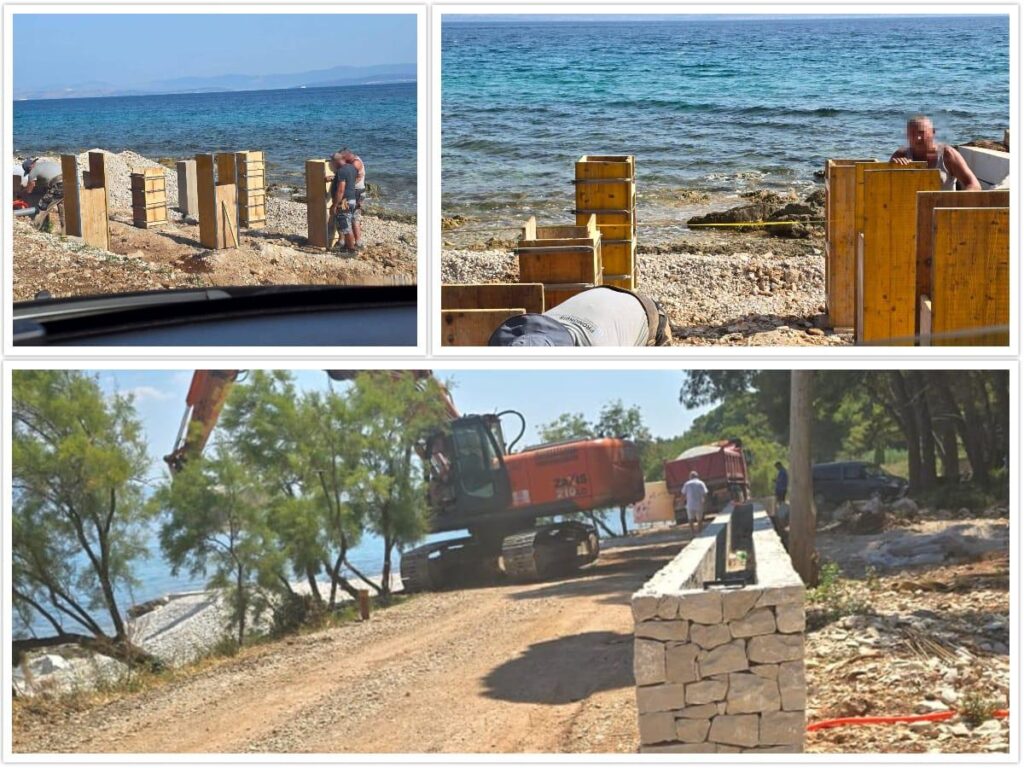 Wir folgten ihnen von der Gemeinde Sutivan, die mit den Beweisen der Strandsäulen an den Strandsäulen konfrontiert war. Daher änderte der Bürgermeister das Board: "Die festgelegte Installation von Betonpylonen ohne Erlaubnis am Strand!"