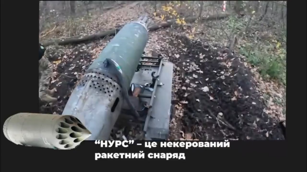 Ein ukrainisches UGV mit dem UB-16-57 57-mm-Raketenwerfer aus einem Hubschrauber, der mit der 93. Brigade im Dienst ist.
