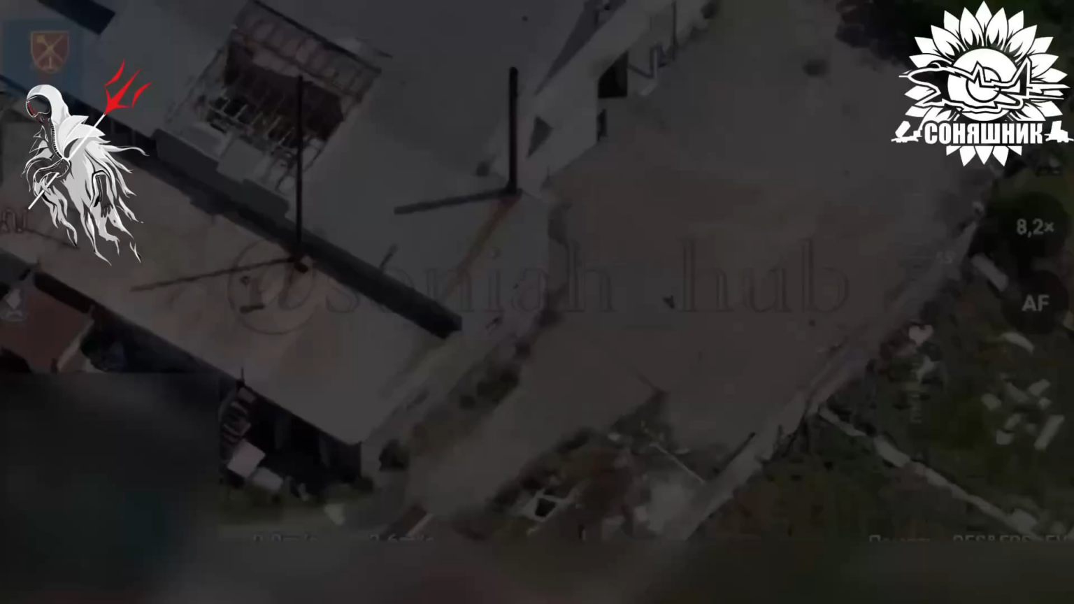 Die ukrainischen Streitkräfte führten einen MiG-29-Luftangriff mit 2 geführten französischen AASM-Hammerbomben in einem Haus mit russischen Drohnenbetreibern in der Region Kherson aus. Mai 2025.