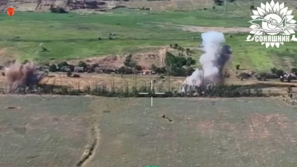 Die ukrainische MIG-29 ließ die GBU-62-Bomben auf russische Kommandopost- und Infanterie-Unterstand in die Richtung Zaporizhzhia fallen. 27.06.2025