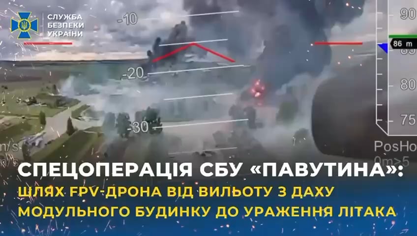 Neues Video aus der ukrainischen SBU -Operation "Spiderweb" zeigt den vollen Weg der FPV -Drohne - vom Fliegen vom Van bis zum Streik Tu -22m