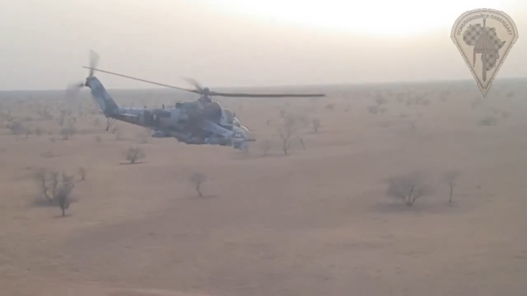 Das russische Afrika -Korps -Filmmaterial von Hubschrauberattacken in Mali